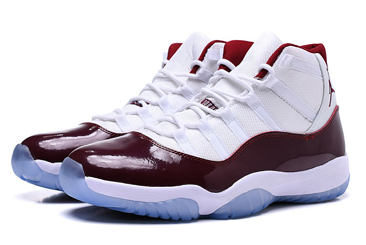 New Air Jordan 11 White Burgundy Shoes